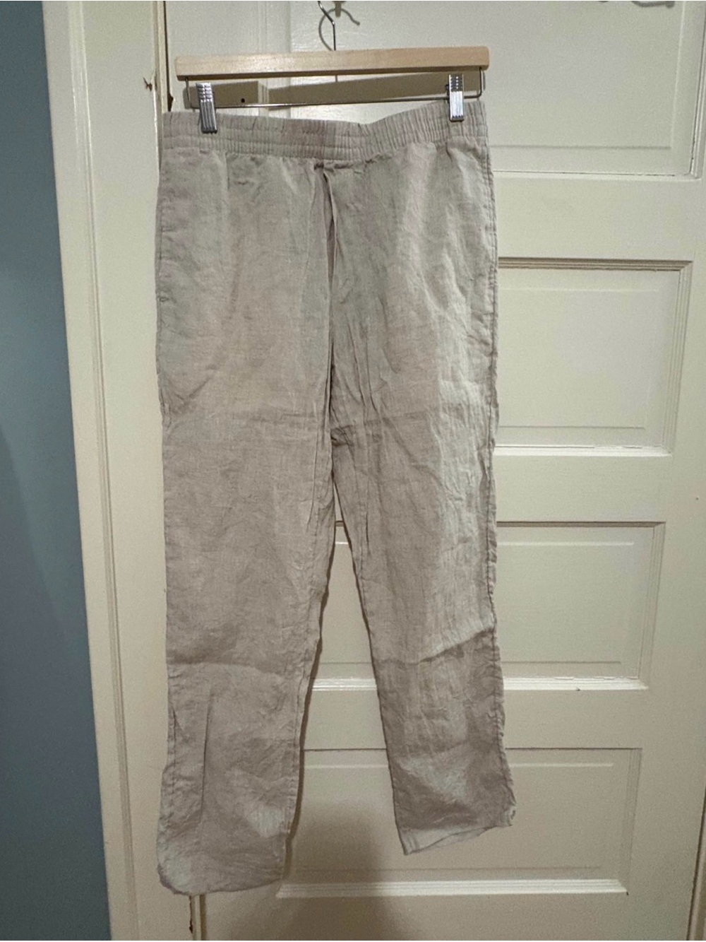 H&M Light Beige Linen Blend Drawstring Pants